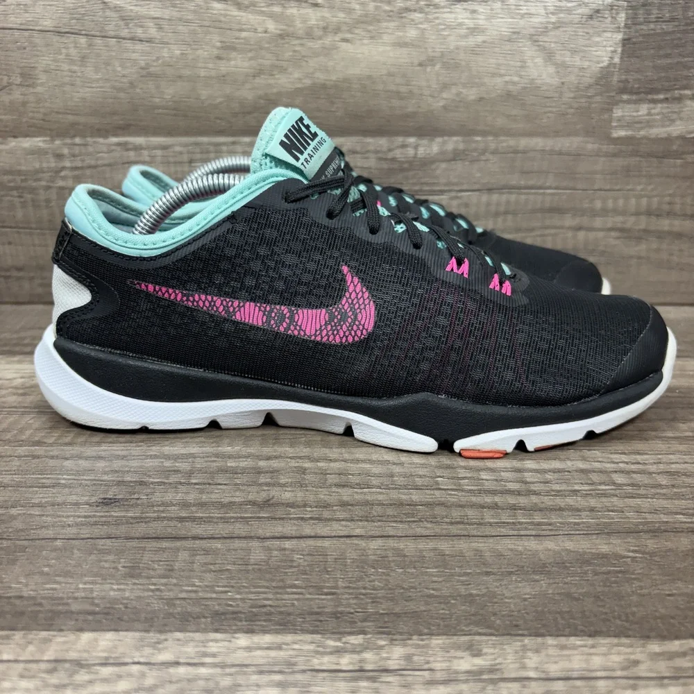 Nike Flex Supreme TR4 Black Pink Womens US Size 8 831571-008 Running Shoes